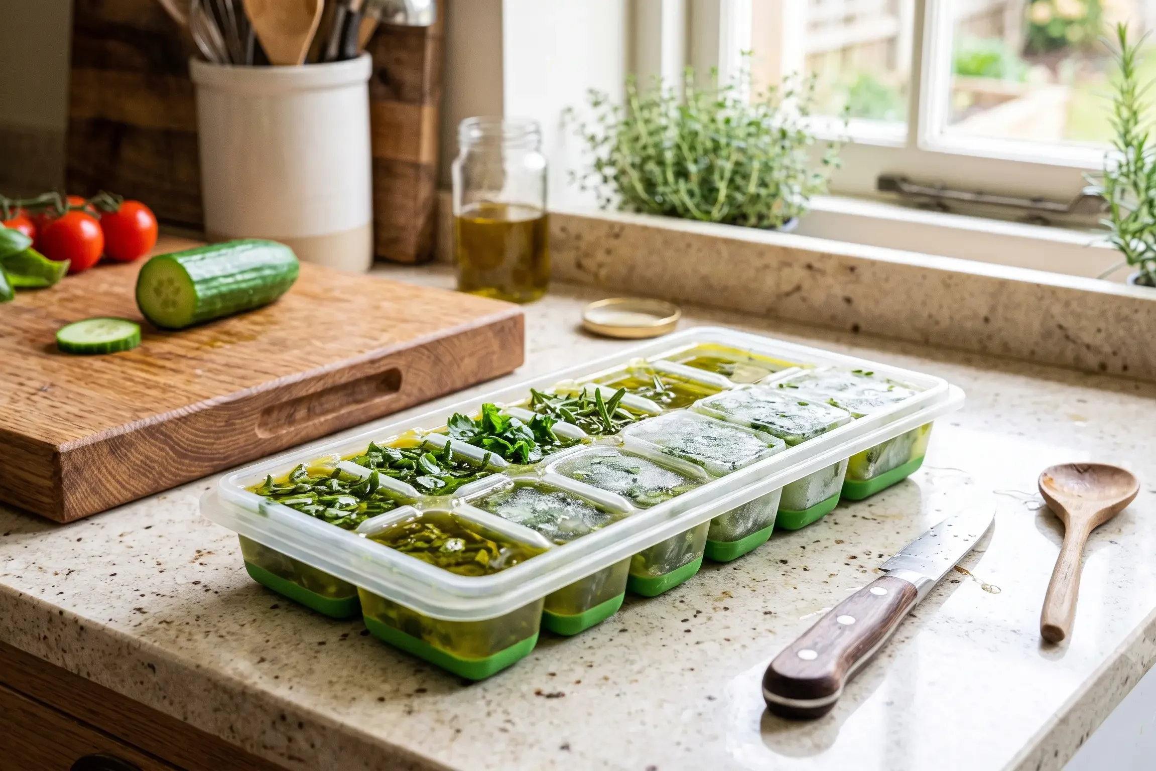 Freeze Leftover Herbs in Oil